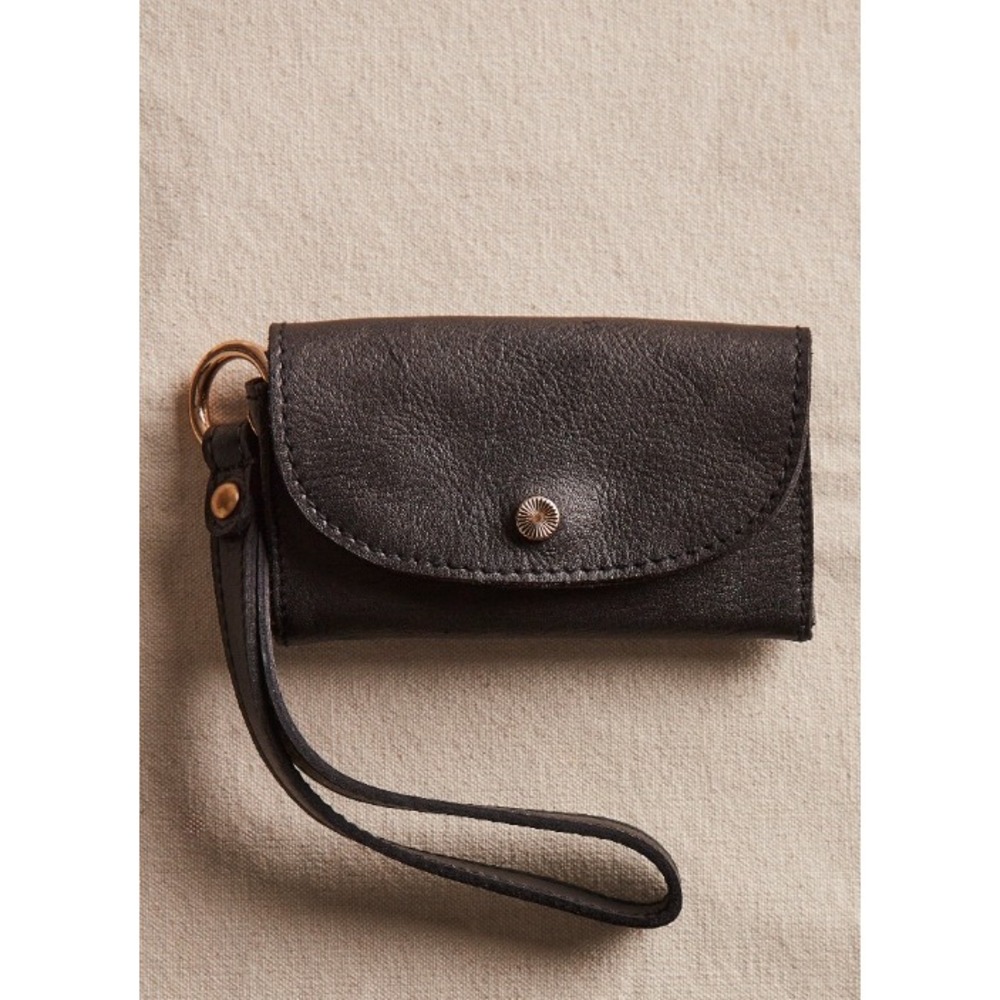 Free People Leather Wristlet Wallet, black, new with tags